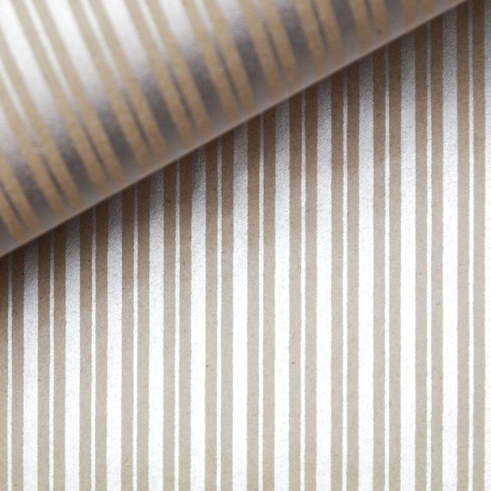 Papier indien lignes argent sur taupe