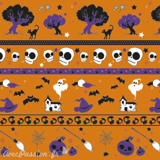 Feuilles décopatch fond orange halloween noir et violet Feuilles décopatch fond orange halloween noir et violet
