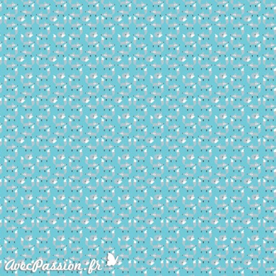 Feuilles décopatch fond bleu renard argent Feuilles décopatch fond bleu renard argent