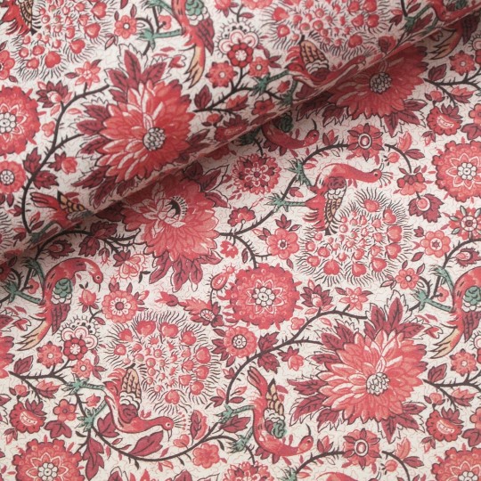 Papier tassotti à motifs paon rouge