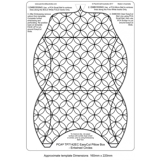 Gabarit easycut PCA coupe le parchemin boite motifs cercles Gabarit easycut PCA coupe le parchemin boite motifs cercles