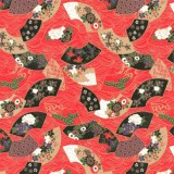 Papier japonais washi éventail or rouge