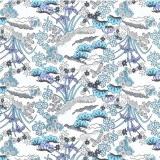 Papier japonais washi plantes fleurs fond blanc fleurs bleu mauve argent