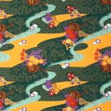 Papier japonais washi rivière doré vert orange
