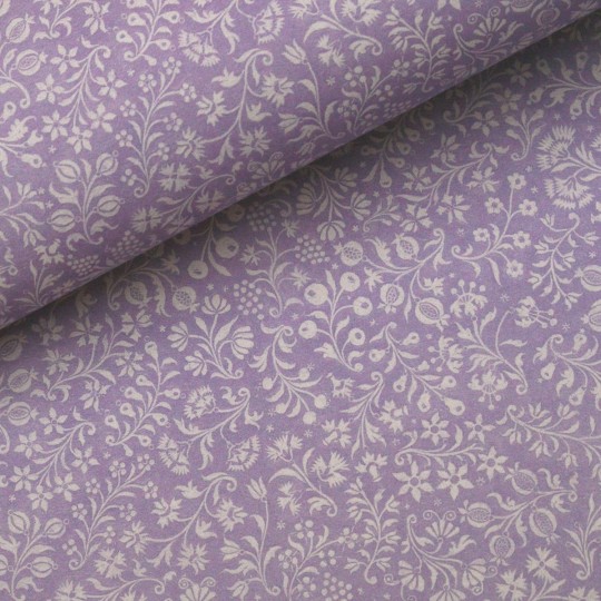 Papier tassotti à motifs fleurs blanche fond lilas