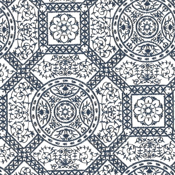 Papier à motifs diva blanc motifs marine