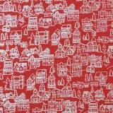 Papier à motifs city rouge motifs argent