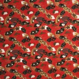 Papier japonais washi éventail or rouge