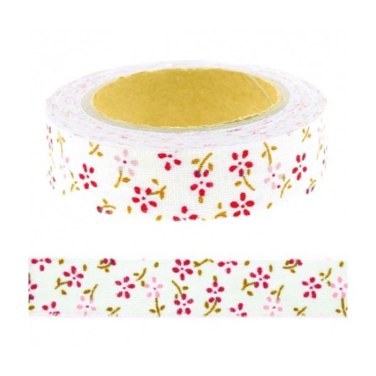 Fabric tape adhésif tissu adhésif bleu petites fleurs roses Fabric tape adhésif tissu adhésif bleu petites fleurs roses