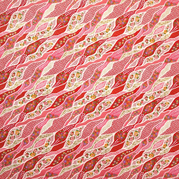 Papier japonais washi fleur flottante ondulation rose et rouge