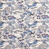 Papier japonais washi plantes fleurs fond blanc fleurs bleu mauve argent