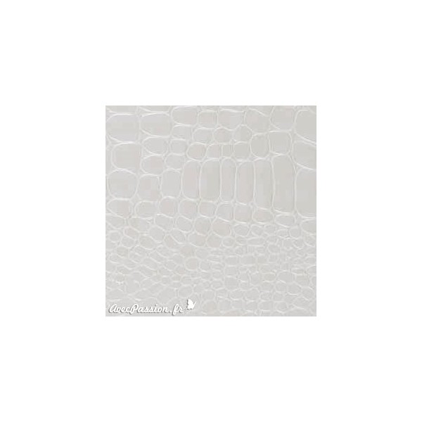 Papier simili cuir crocodile blanc papier-fantaise-cartonnage-papier-meuble-carton