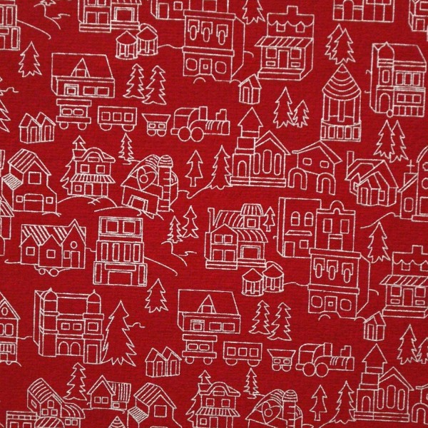 Papier à motifs city rouge motifs argent