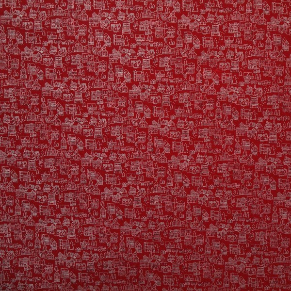 Papier à motifs city rouge motifs argent