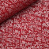 Papier à motifs city rouge motifs argent