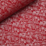 Papier à motifs city rouge motifs argent