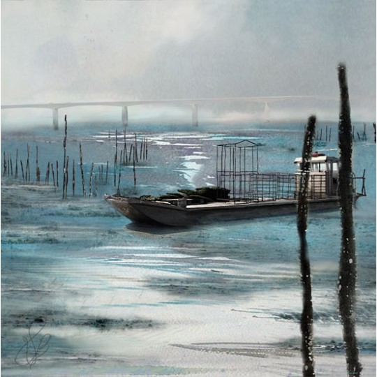 Carte d'art Valie Le Boeuf La pêche "Oléron" 14x14 cm Carte d'art Valie Le Boeuf La pêche "Oléron" 14x14 cm