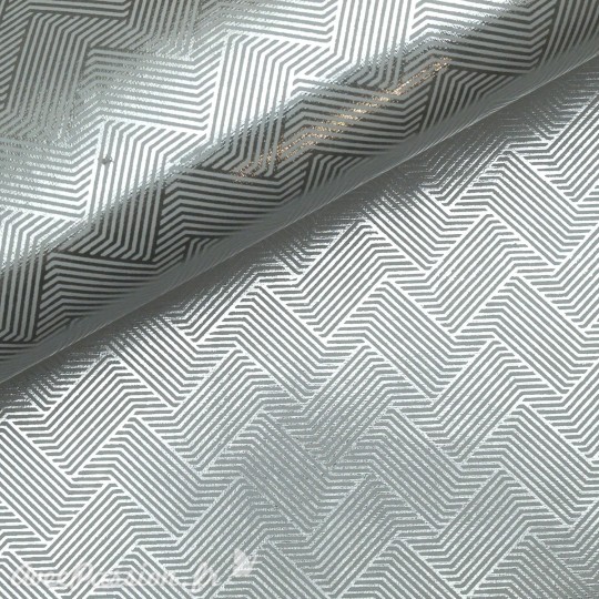 Papier indien halucination zigzag argent sur blanc