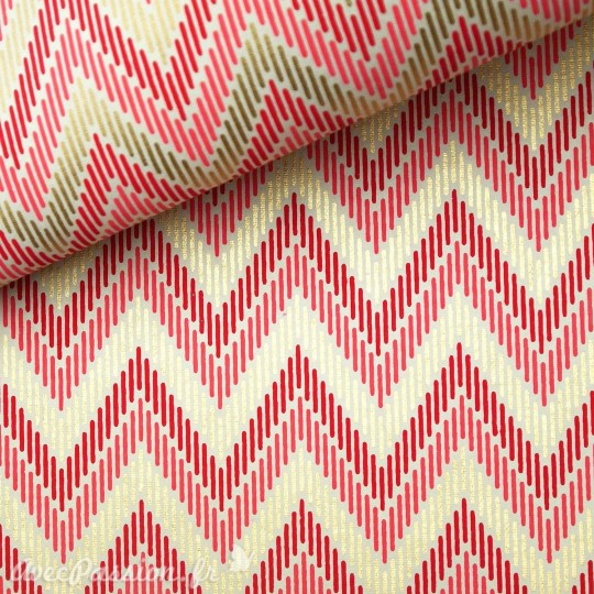 Papier indien zigzag rouge rose et doré Papier indien zigzag rouge rose et doré