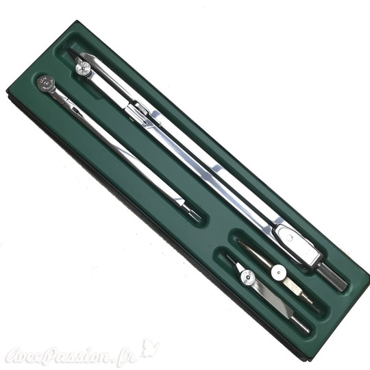 Boite compas à lavis Kern rallonge tire ligne en croix sans balustre 19cm Boite compas à lavis Kern rallonge tire ligne en croix sans balustre 19cm