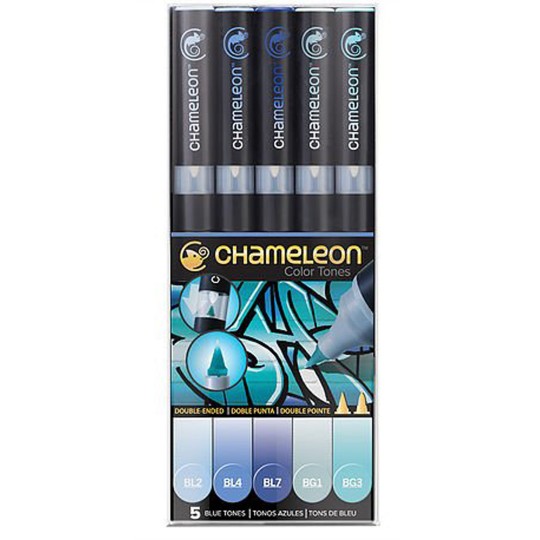 Chameleon feutres couleurs tons bleu 5 feutres CT0513