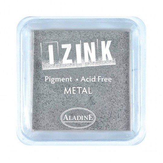 Encreur tampon Aladine pigment Izink séchage lent argent