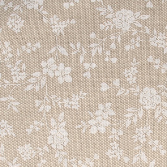 Tissu coton lin fleurs blanc 30x90cm Tissu coton lin fleurs blanc 30x90cm