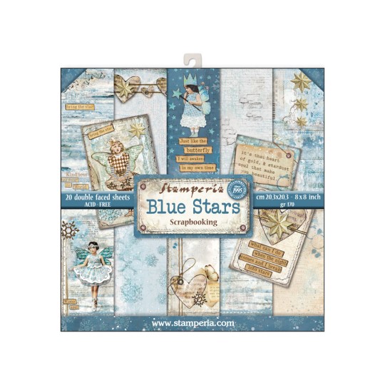 Papier scrapbooking assortiment blue stars 20f recto verso Papier scrapbooking assortiment blue stars 20f recto verso