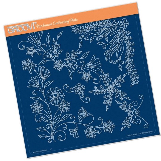 Gabarit tracage du parchemin Coins de fleurs arabesque 1 de Tina Groovi