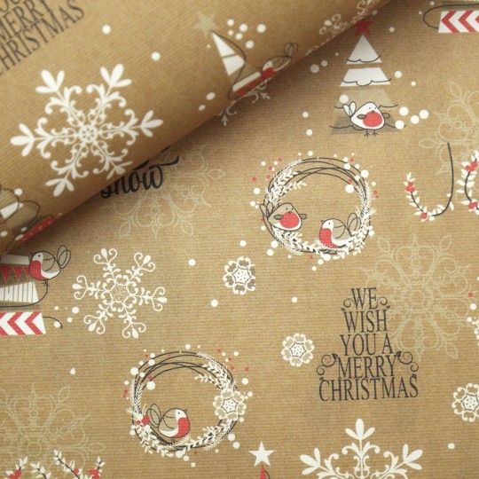 Papier italien motifs kraft noel Papier italien motifs kraft noel