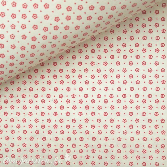Papier népalais lokta fleurs shabby rouge blanc Papier népalais lokta fleurs shabby rouge blanc