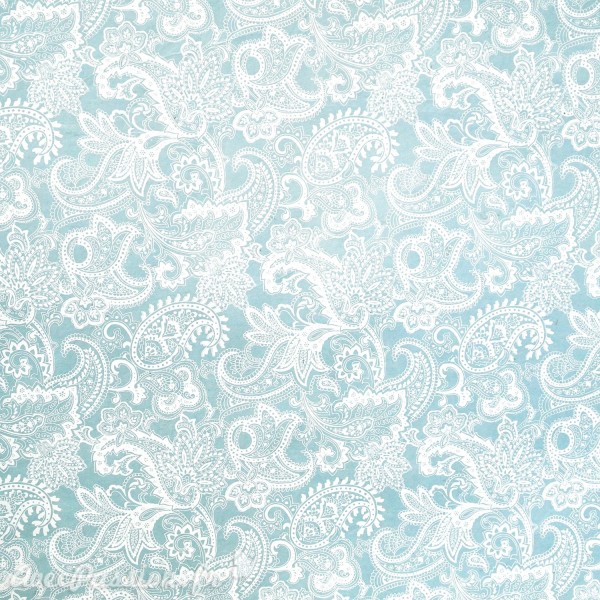 Papier népalais lokta paisley arabesque bleu et blanc