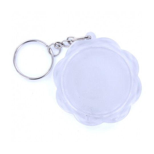 Porte clés plexiglass rond fleur transparent 4.5cm Porte clés plexiglass rond fleur transparent 4.5cm