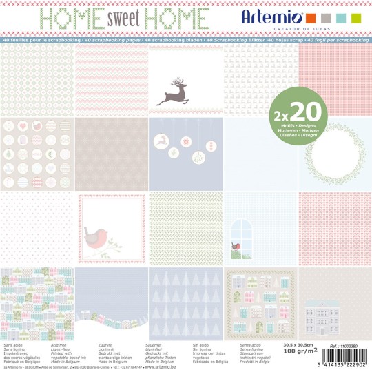 Papier scrapbooking assortiment home sweet home 2x20fe