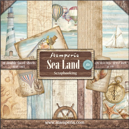 Papier scrap assortiment sea land 10f recto verso