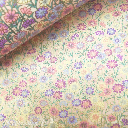 Papier japonais chiyogami fleurs rouges et roses Papier japonais chiyogami fleurs rouges et roses