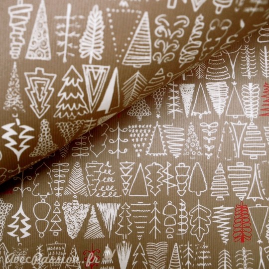 Papier tassotti à motifs sapin de noel kraft