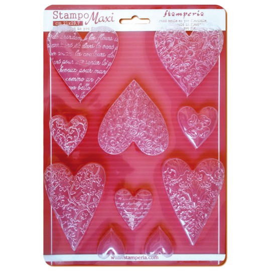 Moule silicone mariage stampo maxi coeur 10p Moule silicone mariage stampo maxi coeur 10p