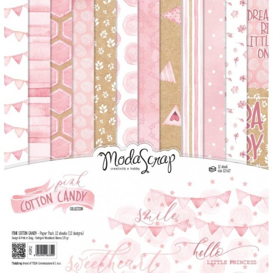 Papier scrapbooking assortiment pink cotton candy 12f 30x30 Papier scrapbooking assortiment pink cotton candy 12f 30x30