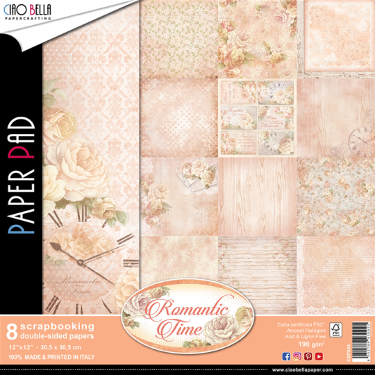 Papier scrapbooking assortiment romantic time 8fe Papier scrapbooking assortiment romantic time 8fe