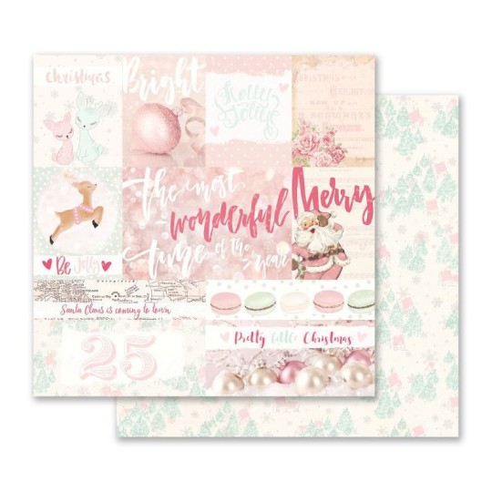 Papier scrapbooking réversible noël pretty little christmas