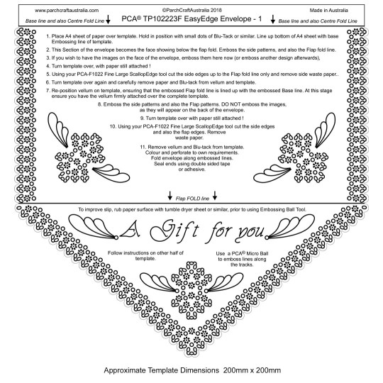 Template PCA gabarit tracage enveloppe bord coquille