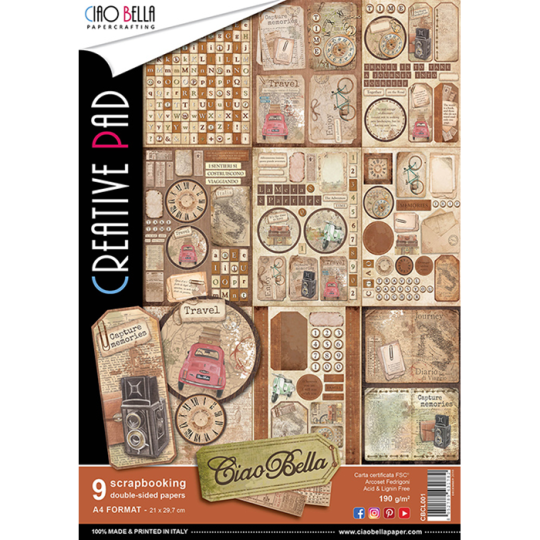 Papier scrapbooking assortiment ciao bella format A4 10fe Papier scrapbooking assortiment ciao bella format A4 10fe