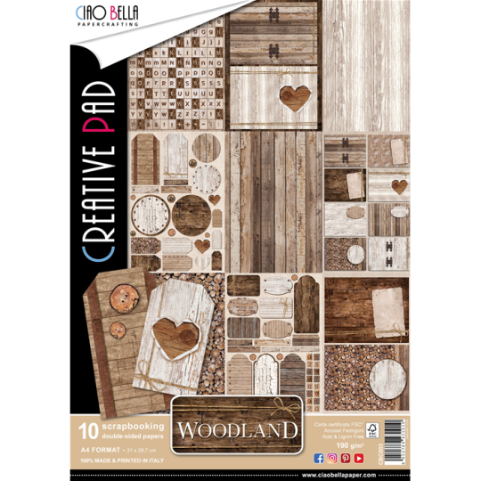 Papier scrapbooking assortiment woodland format A4 10fe Papier scrapbooking assortiment woodland format A4 10fe