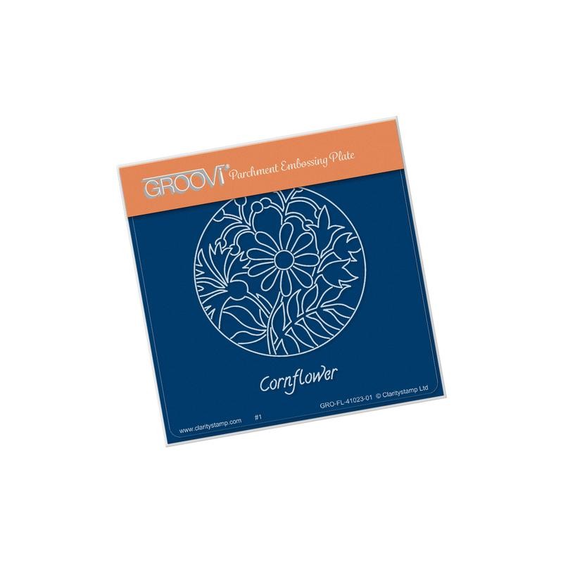 Groovi gabarit traçage parchemin fleurs bleuet