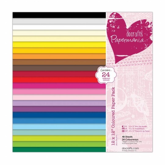 Papier scrapbooking assortiment papermania 24 couleurs 30x30