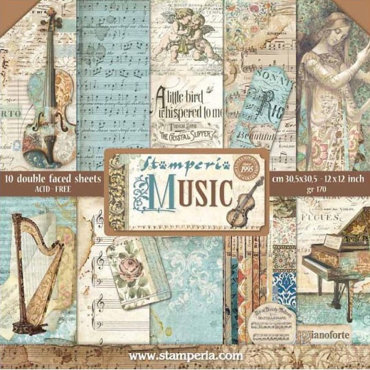 Papier scrapbooking assortiment music 10f recto verso 30x30