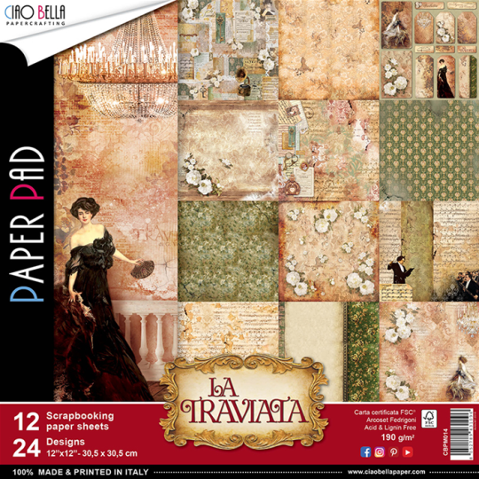 Papier scrapbooking assortiment la traviata 12fe 30x30 Papier scrapbooking assortiment la traviata 12fe 30x30