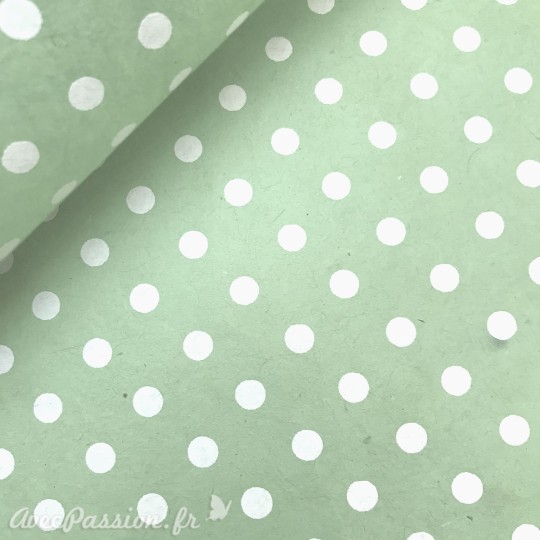 Papier népalais lokta bulles vert et blanc