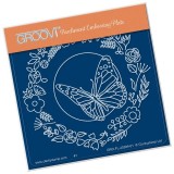 Groovi gabarit traçage parchemin couronne fleurs et papillon